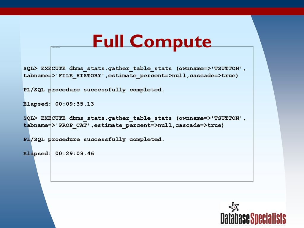What s up with dbms stats ppt download